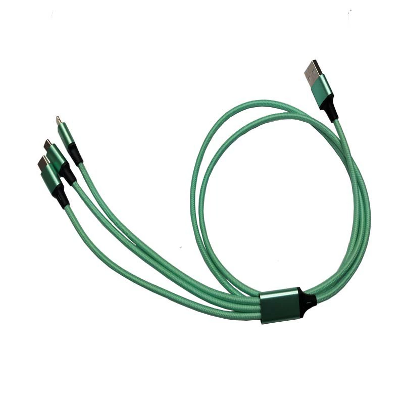 Apple, huawei, nylon woven mobile phone, compatible charging cable, three-in-one, 1m, 4A, Android