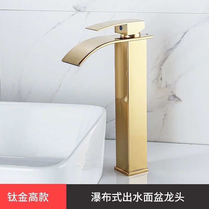 Fábrica directa de cobre baño cascada grifo lavabo grifo europeo boca ancha grifo caliente y frío