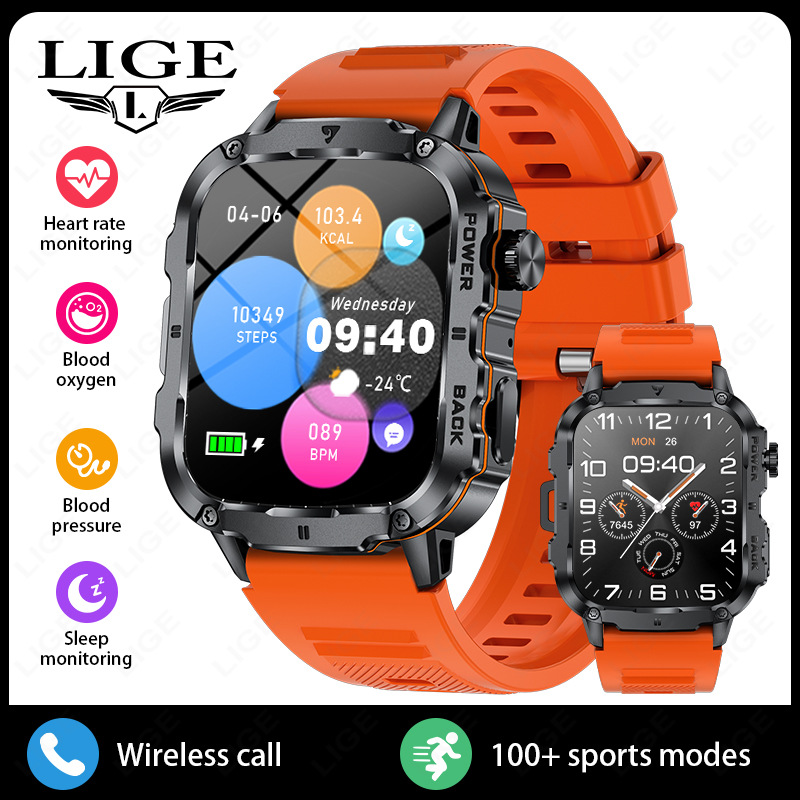 Men's Bluetooth Smartwatch With Heart Rate And Blood Oxygen Monitoring Multi Sports Watch Waterproof Fitness Tracker Touchscreen Watch_voghion.com