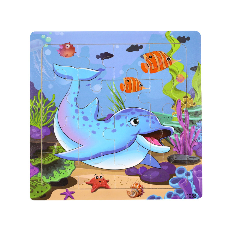 16 piezas de puzzle de madera para niños animales dinosaurios dibujos animados puzzle plano de madera para bebés de educación temprana juguetes de inteligencia image 60