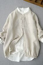 外贸尾单货清仓!日系复古棉麻长袖上衣衬衫女装下摆收口纯色外套