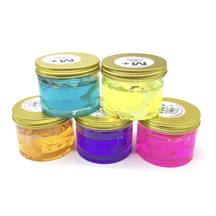 Juguetes para niños, arcilla de cristal, caja redonda, arcilla de color, plastilina fluida, círculo de juguete de descompresión, tienda departamental de 2 yuanes