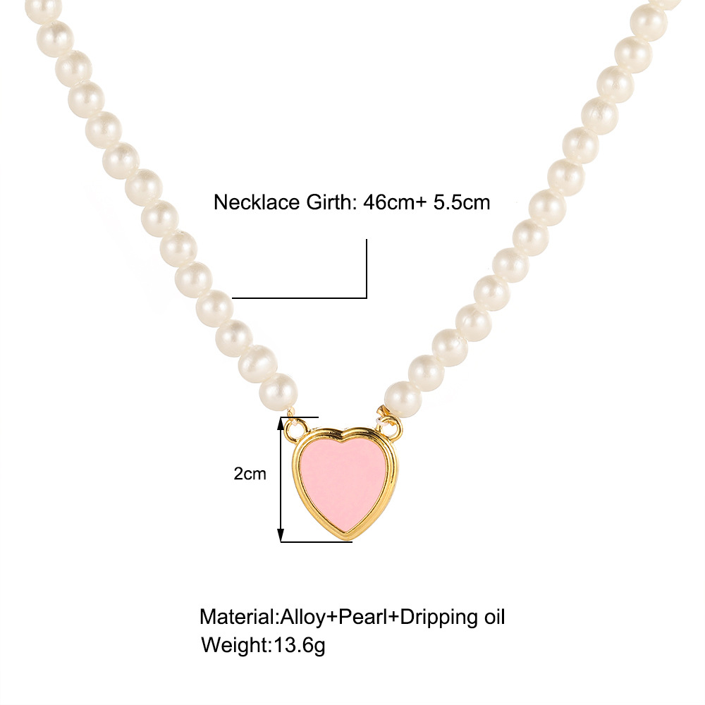 Fashion Simple Clavicle Chain Women's Baroque Pearl Beaded Heart Pendant Necklace display picture 1