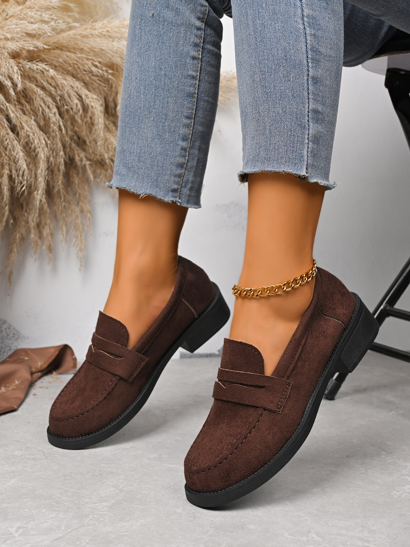 Damen-Slipper im britischen Retro-Stil, niedrig geschnitten, neue Frühlingskollektion_voghion.com
