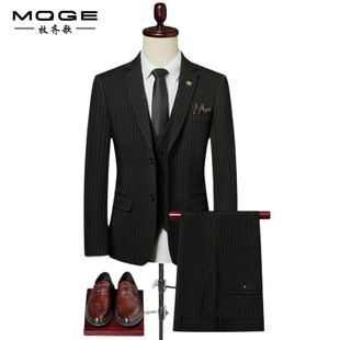 2024 New Men's Vertical Stripe Suit suit Three-Piece Business Casual Business Dress Best Man Dress Small Suit