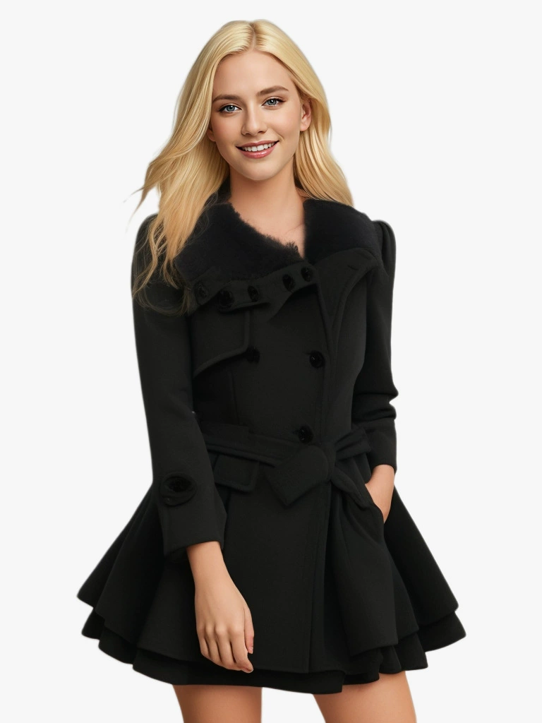 Плащ из шерсти с поясом, Slim Fit, средняя длина, в нескольких размерах (азиатский/европейский)