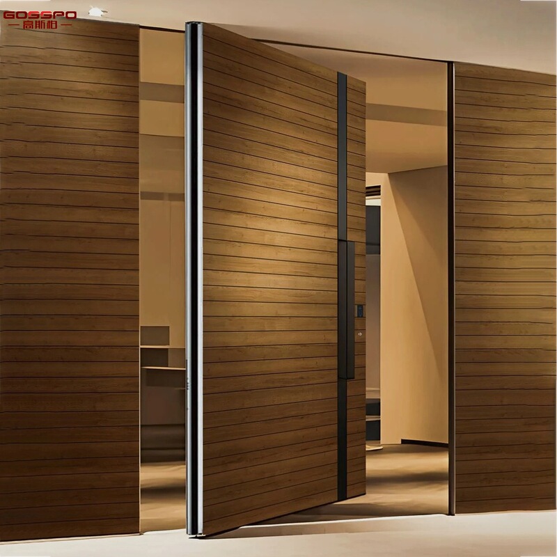 Guangzhou Factory Customized Rotating Solid Wood Door Indoor Rotating Shaft Door Entry Door Central Axis Offset Axis Door Export House Door