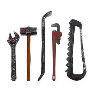 Simulation Hand Tools, Hammer Wrench, Crowbar, Pipe Pliers, Hacksaw Repair and Disassembly Tools, Halloween Trick Props