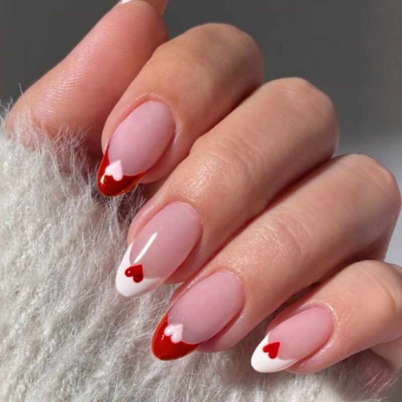 24 Pieces of Valentine's Day French-Style Red Heart Press-On Nails, Passionate Valentine's Day Nails, Cross-Border Nails 24 Pieces of Valentine's Day French-Style Red Heart Press-On Nails, Passionate Valentine's Day Nails, Cross-Border Nails