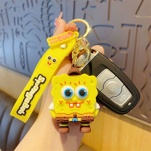 Cartoon anime SpongeBob keychain ornament toy figure car keychain accessory bag decoration wholesale