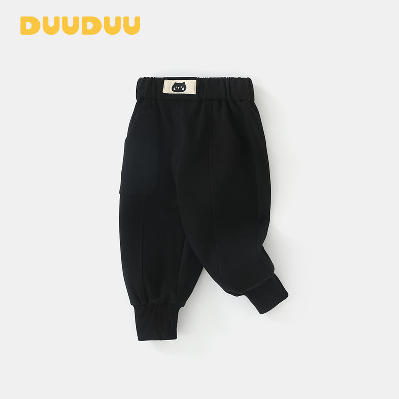 DUUDUU猫咪黑色卫裤男女宝宝长裤小童休闲韩式风春秋季儿童裤子