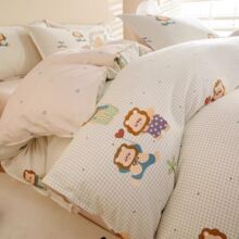 卡通纯棉被套单件120x150x200儿童宿舍床可爱被罩三件套全棉被单