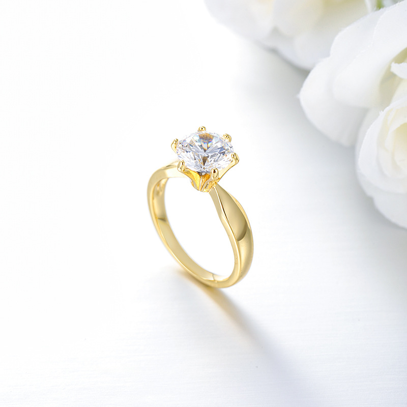 Xuping nuevo anillo de aleación de cobre de zircón de moda clásica de seis garras temperamento simple de alta calidad anillo de boda al por mayor para mujeres