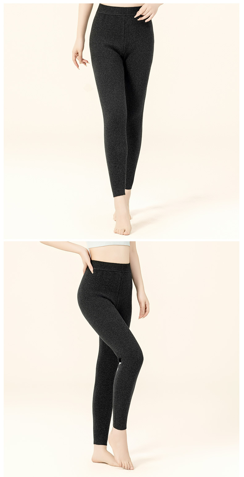 Quần legging cashmere nam nữ cao cấp lưng cao giữ ấm dệt kim — Màu xám đậm của nam giới chi tiết 16