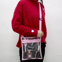 pvc包包亞馬遜新款零錢化妝品手機斜挎包街頭INS果凍包單肩透明包