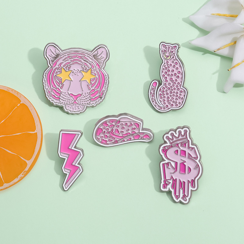 Amazon Cross-Border Barbie Pink Series Brooch Cute Girl High Heels Diamond Butterfly Animal Shape Badge