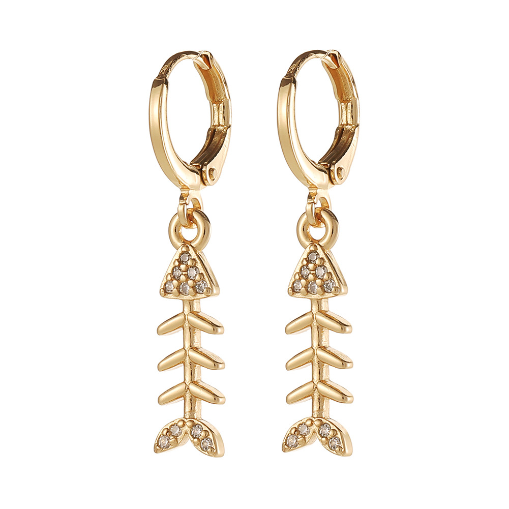 4g Weight Zircon Inlay Material Drop Earrings Classification Daily Occasion Copper Material Devil'S Eye, Moon, Fish Bone Pattern Women'S Gender Inlay Design Fashion Style Fashion Devil's Eye Moon Fish Bone Copper Drop Earrings Inlay Zircon Copper Earrings 2