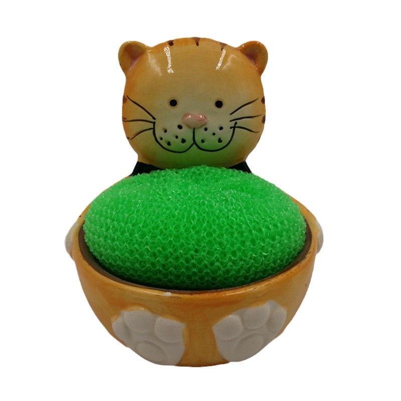 Porta de bola de baño con forma de gato de cerámica, balde de bola de baño, decoración de caja de jabón, bandeja de jabón, bandeja de jabón de baño, base de jabón, almacenamiento