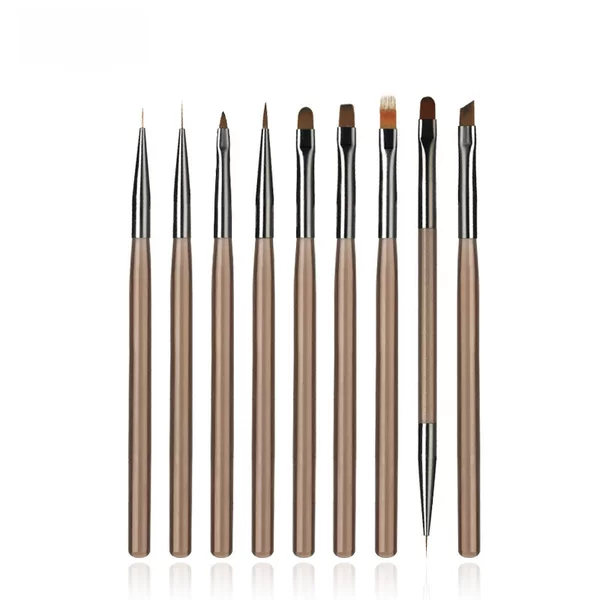 Complete Set of Manicure Brush Tools, Transparent Japanese-Style Brown Painted Pull-String Flower Sweep, Universal Gradient Light Therapy
