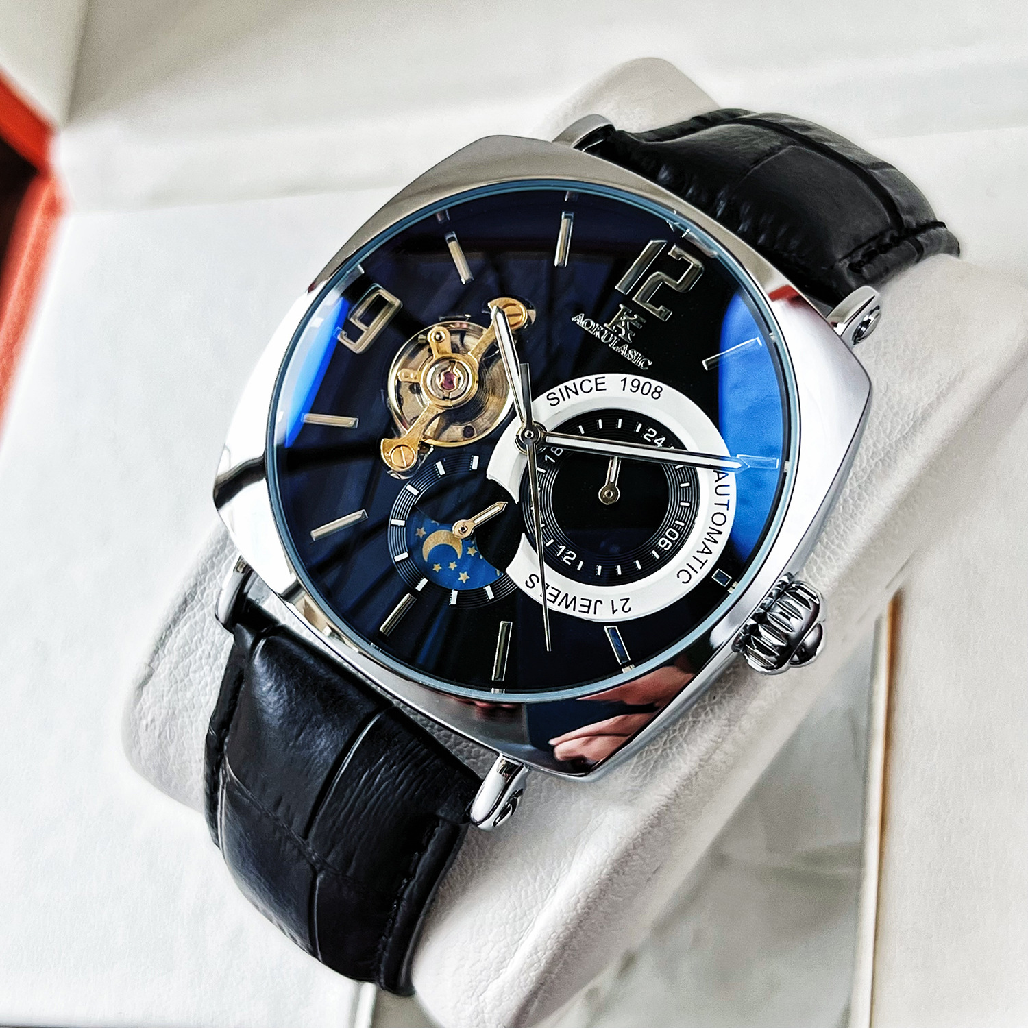 Men's Automatic Mechanical Watch Stylish Square Wristwatch_voghion.com