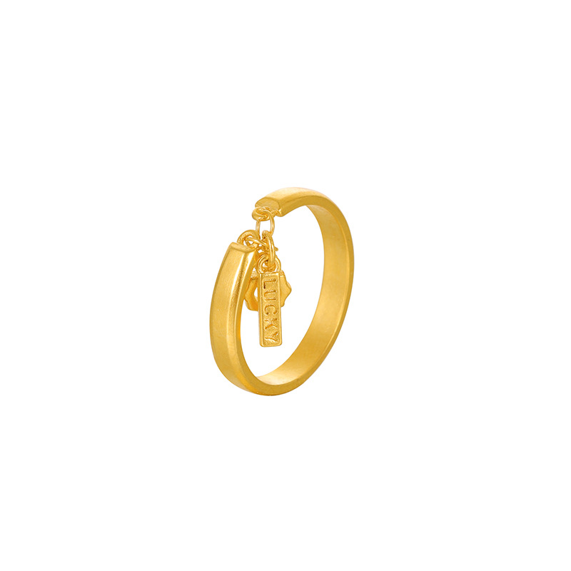 Anillo de oro Arena de Vietnam Colgante de mujer Anillo de la suerte Diseño de sentido estilo INS no desvanecimiento Celebridad de Internet misma etiqueta de engranaje