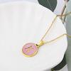 Brand fuchsia golden necklace stainless steel with letters, pendant, suitable for import, simple and elegant design, English