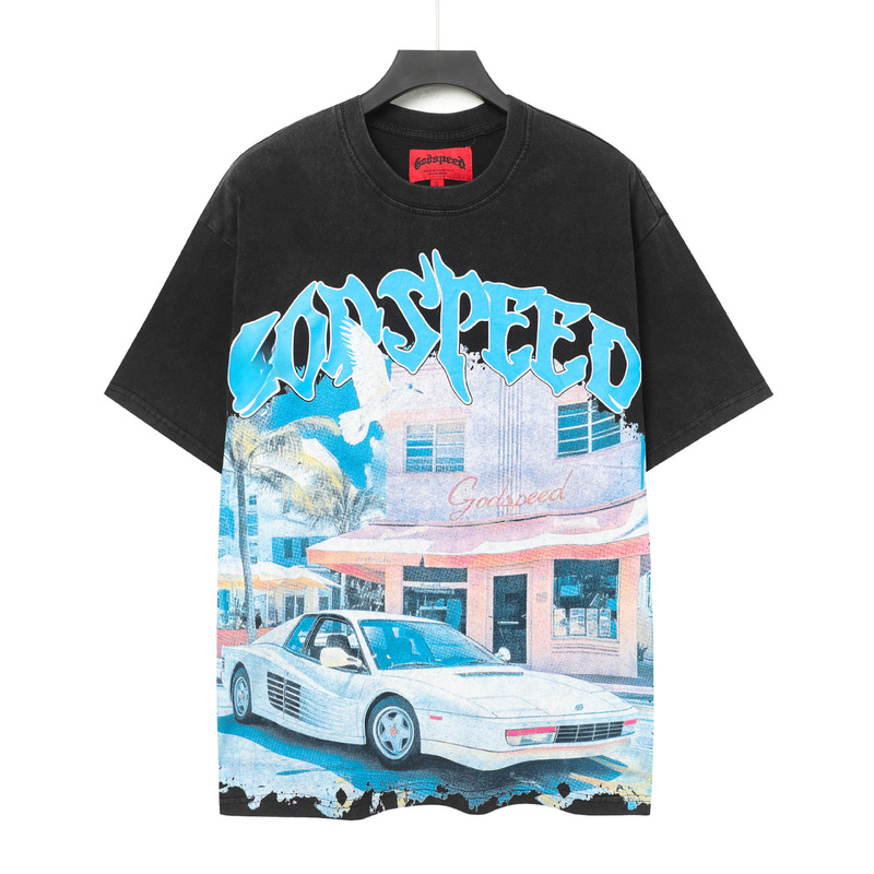 25ss アメリカのトレンディなブランド GOD ロックバンド ヒップホップ レタープリント 半袖 高品質 コットン Tシャツ カップル同スタイル|undefined