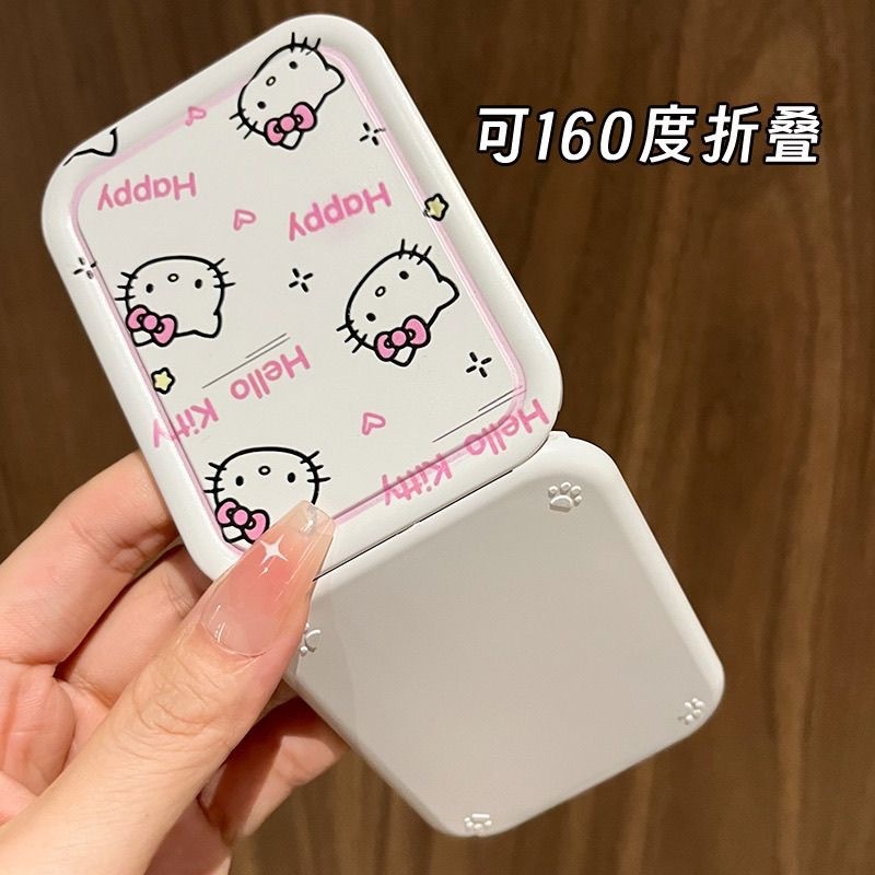 ガーリーキティミラーコーム学生ポータブル小型ミラー折りたたみミラーポータブルかわいい化粧鏡女性用|undefined