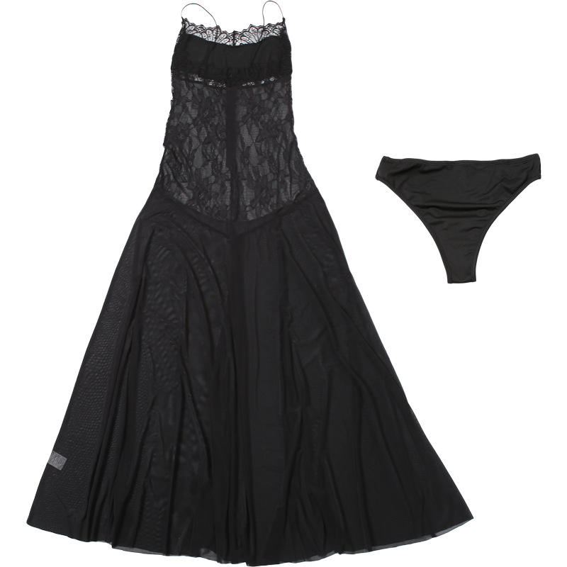 Spring Summer Women Clothing Sexy See through High Waist Slim Strap Dress Two Piece Sets