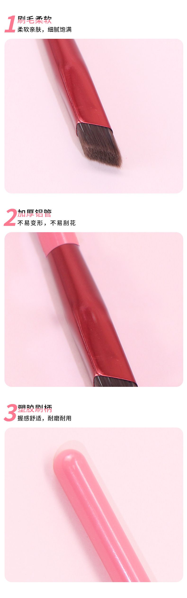 Cross-border exclusive wild eyebrow brush, multi-functional square three-dimensional concealer brush, angled eyebrow brush, hairline portable makeup brush details Picture