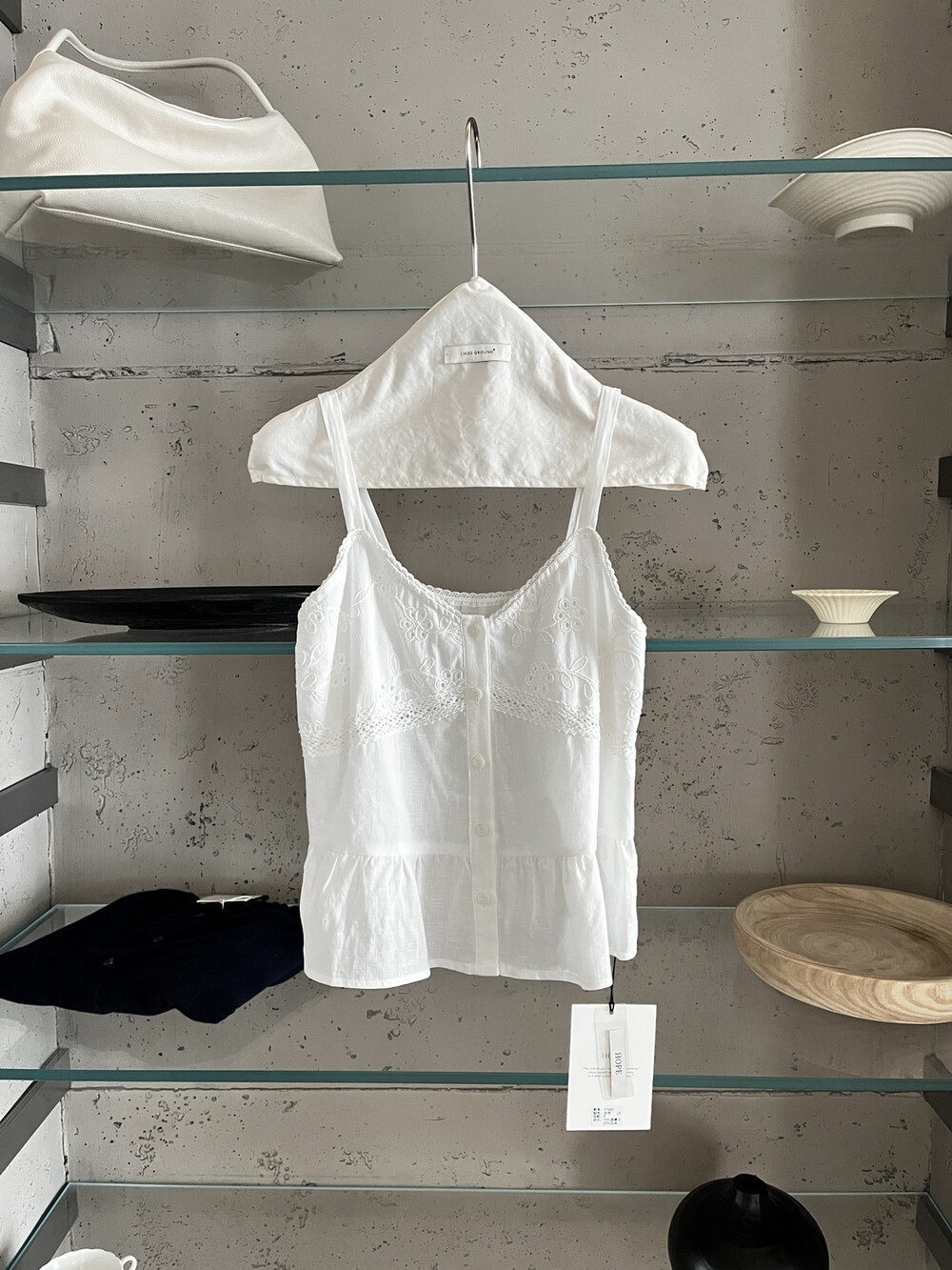 Set váy hai dây và chân váy maxi linen phong cách Hàn Quốc — Sling trắng, Trắng nửa váy chi tiết 2