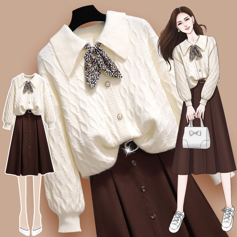 Dresses for Women in Spring and Autumn, New Autumn Styles, a Complete Set of Sweaters and Skirts, Two-Piece Suits