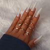 Ring, metal retro chain, set, European style