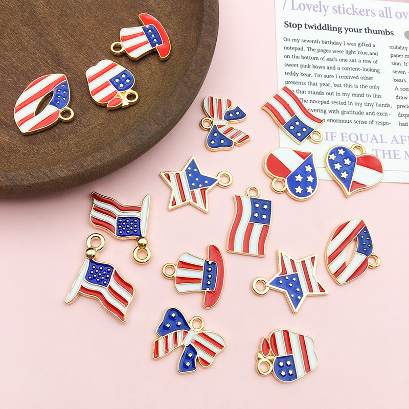 1 Piece 16 * 16mm Alloy American Flag Polished Pendant display picture 4