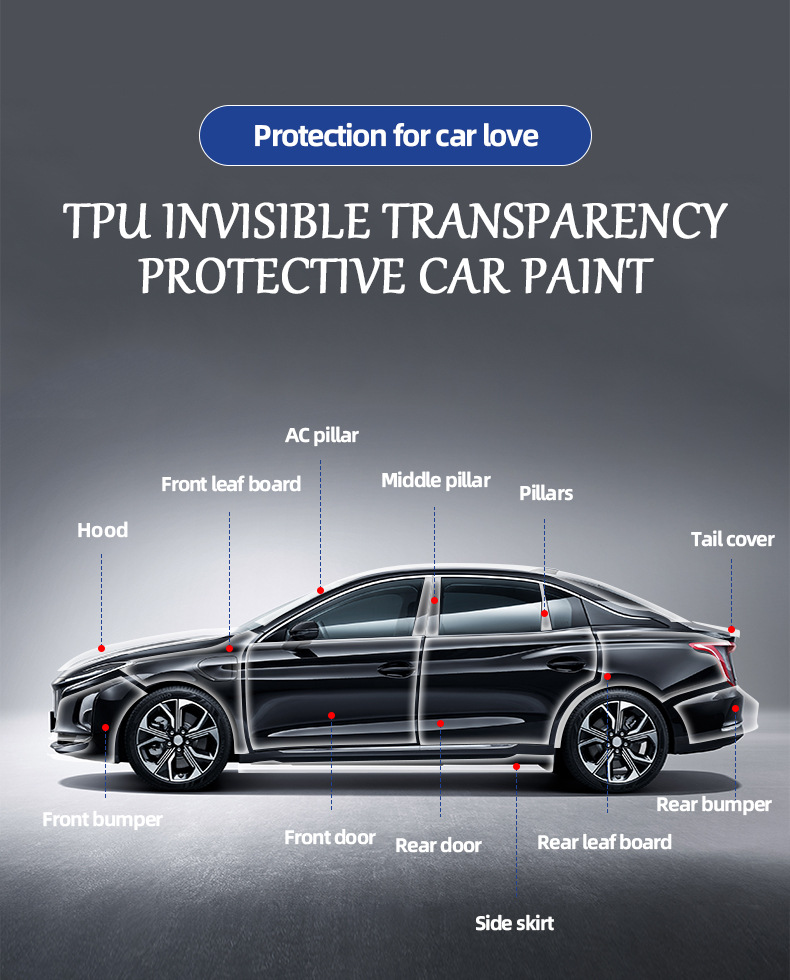 Cross-Border Wholesale Tpu Glossy Black Piano Black Car Paint Protective Film Ppf Bright Black Color Changing Car Clothing Polyethylene Lactide