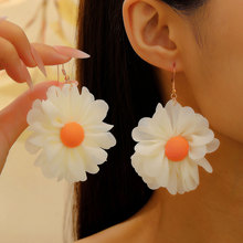 跨境TEMU波西米亚风鸡蛋花纺织布艺耳环女沙滩海边搭配耳环小清新