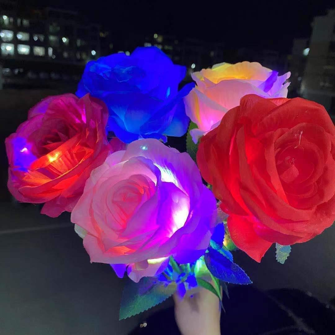 发光玫瑰花七夕情人节母亲节教师节LED灯玫瑰花礼物地摊夜市鲜花-阿里巴巴