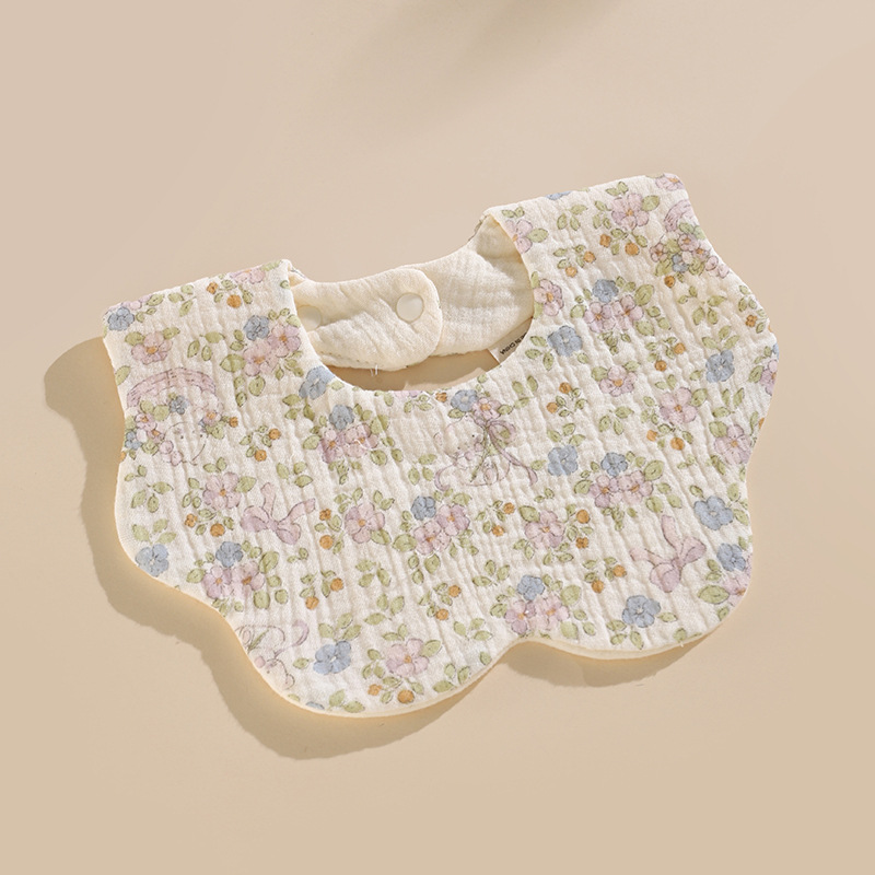 Babero para bebé tipo a babero redondo de seis capas para niños dibujos animados recién nacido algodón puro primavera y verano