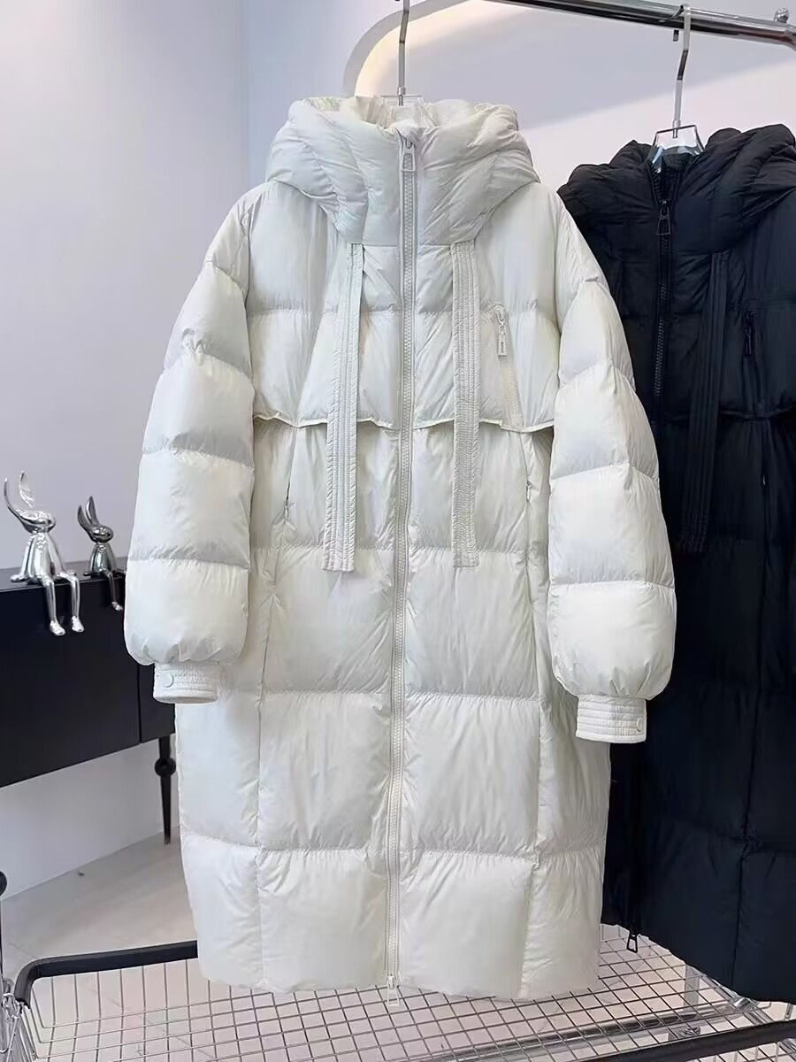 加厚羽绒服女白鸭绒大被子长款过膝面包服外套冬新款韩版连帽宽松