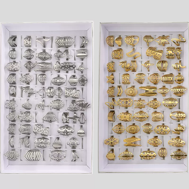 切割大花不锈钢男士戒指潮女个性指环跨境热卖工厂直销混款批发