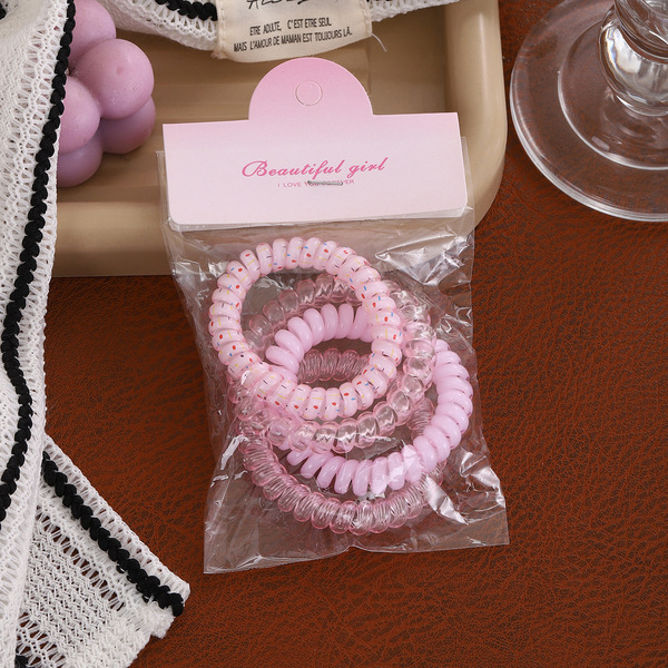 Korean-Style Telephone Wire Hair Ties for Girls, Solid Color Versatile Children's Hair Bands, Thickened Hair Accessories