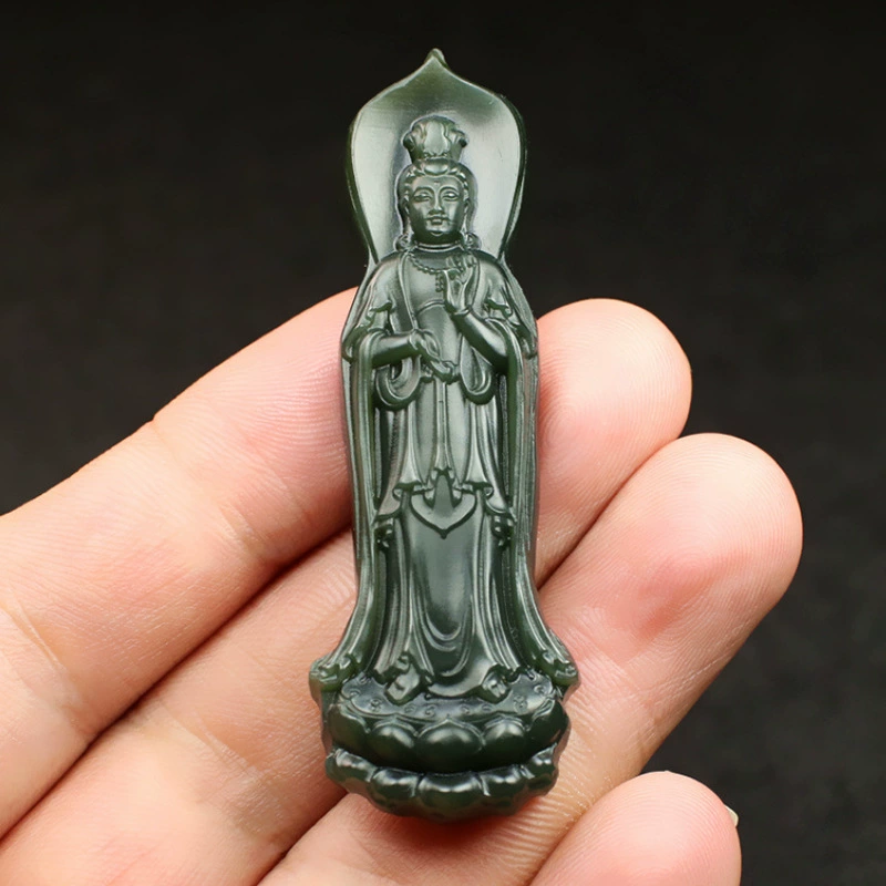 Объемный кулон с чаем Tieguanyin из нефрита, мужской кулон