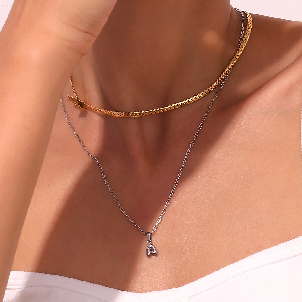 Women's Gender PVD Coated Real Gold Plated Letter Stainless Steel Titanium Steel Simple Style Commute Waterproof Non Tarnish Stainless Steel Pendant Necklace