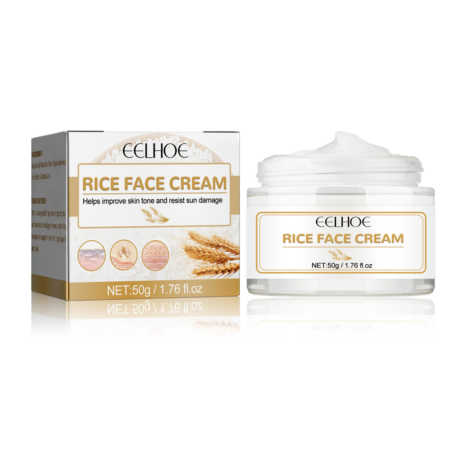 La crema viso al riso EELHOE può restringere i pori, riparare la pelle, sbiadire le rughe sottili sul viso e idratare la pelle in profondità_voghion.com