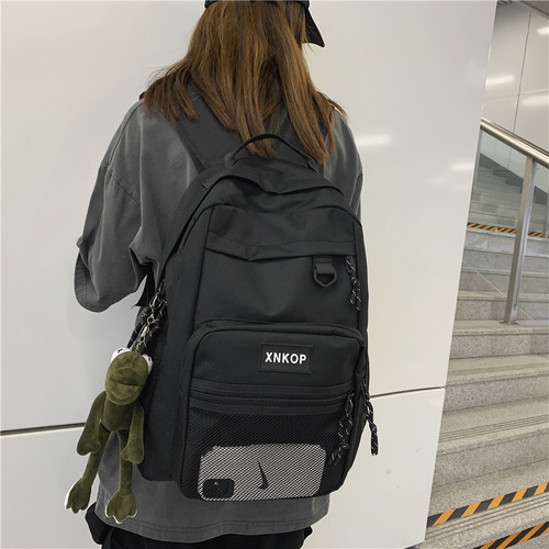Schoolbag female college student black large capacity  new fashion backpack backpack male ins computer bag trendy and cool