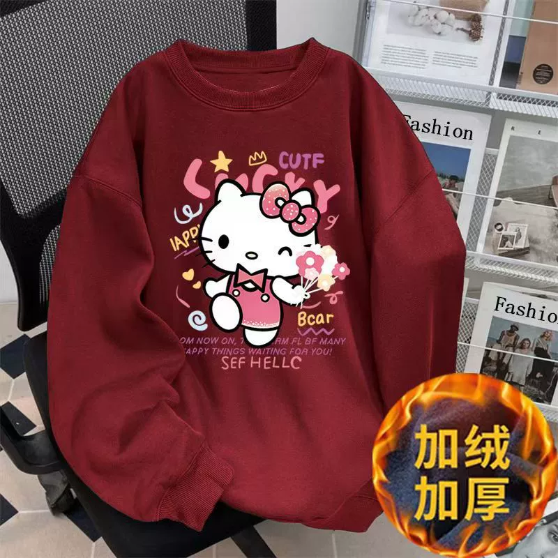 Трансграничный осенний и зимний мультфильм KTCat с круглым вырезом куртка новая корейская версия свободного рукава с длинными рукавами