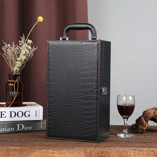 Red Wine Gift Box with Two Bottles, Leather Box Including Wine Accessories, Logo Available, Wine Bottle Gift Box