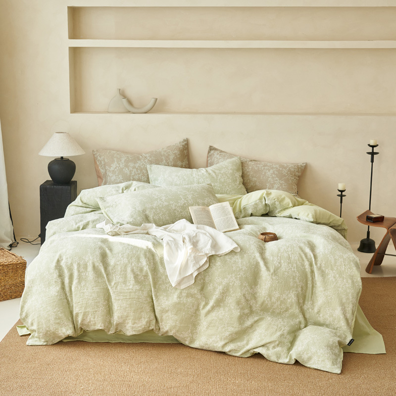 Una clase de algodón de tres capas de hilo de cuatro piezas de algodón puro simple Jacquard sábanas de cama de tres piezas de ropa de cama