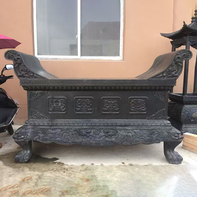 室外铸铁烧香炉寺庙道观焚金炉长方形平口插香炉上香特大号香炉鼎