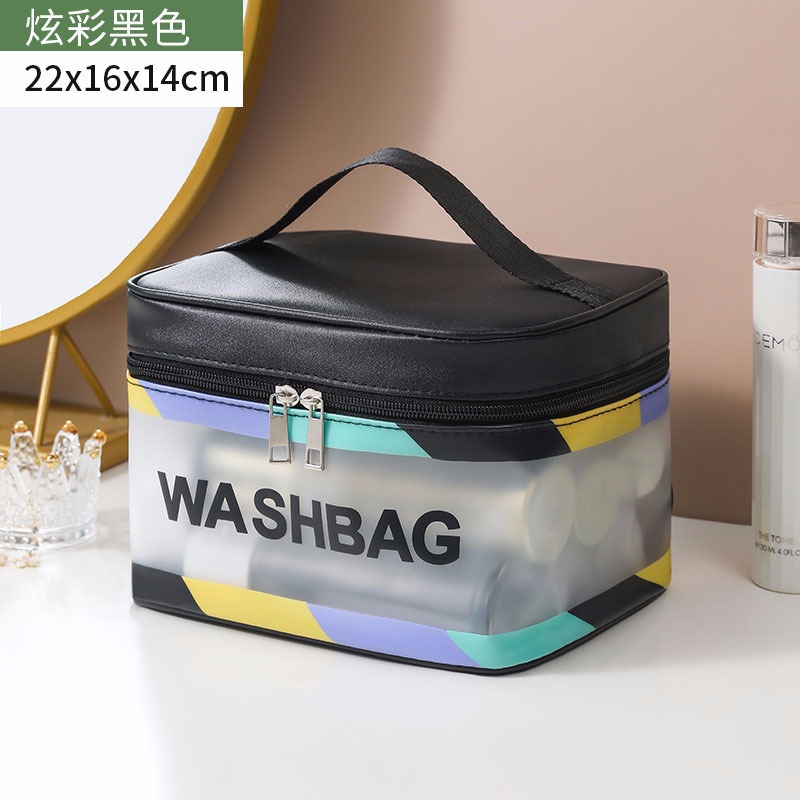 Bolsa de cosméticos transparente transfronteriza bolsa de almacenamiento impermeable de alta capacidad bolsa de lavado de maquillaje portátil PU